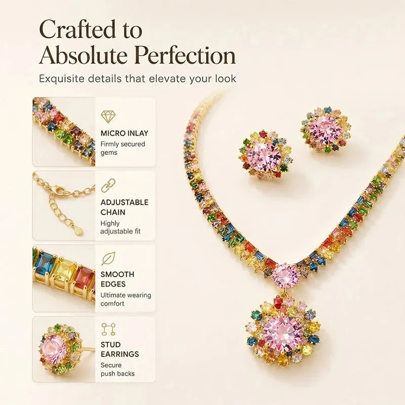 🎉💎Limited Time 48% Off! ✨ Sparkling Zircon Necklace & Earrings Set – Elegant, Timeless, Ready for Gifting ✨