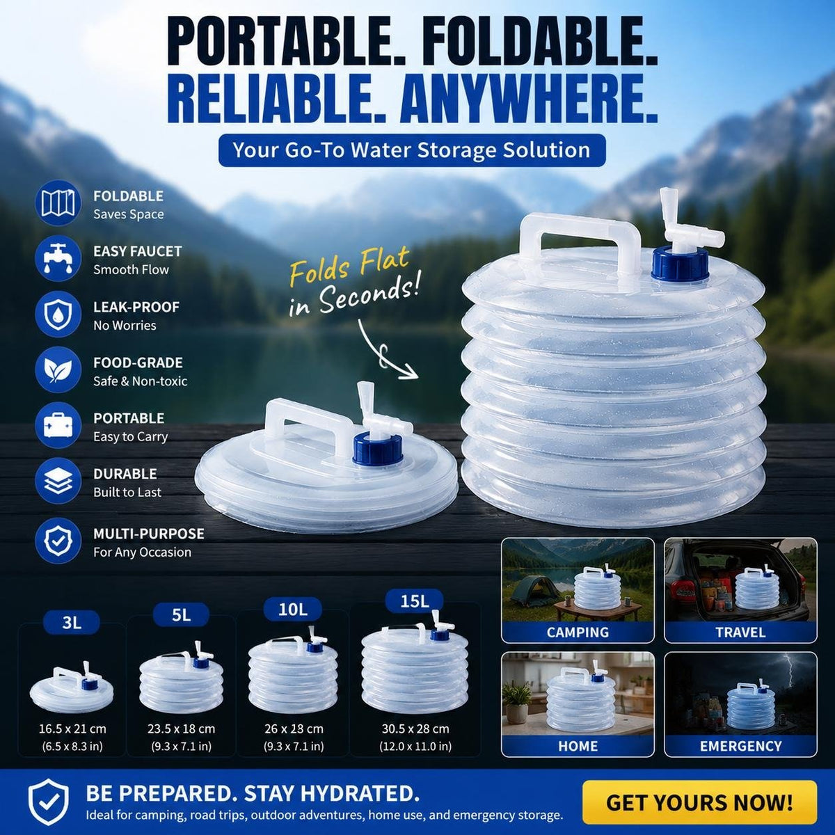 📢📢50% OFF !! ⏰Collapsible Water Container with Spigot