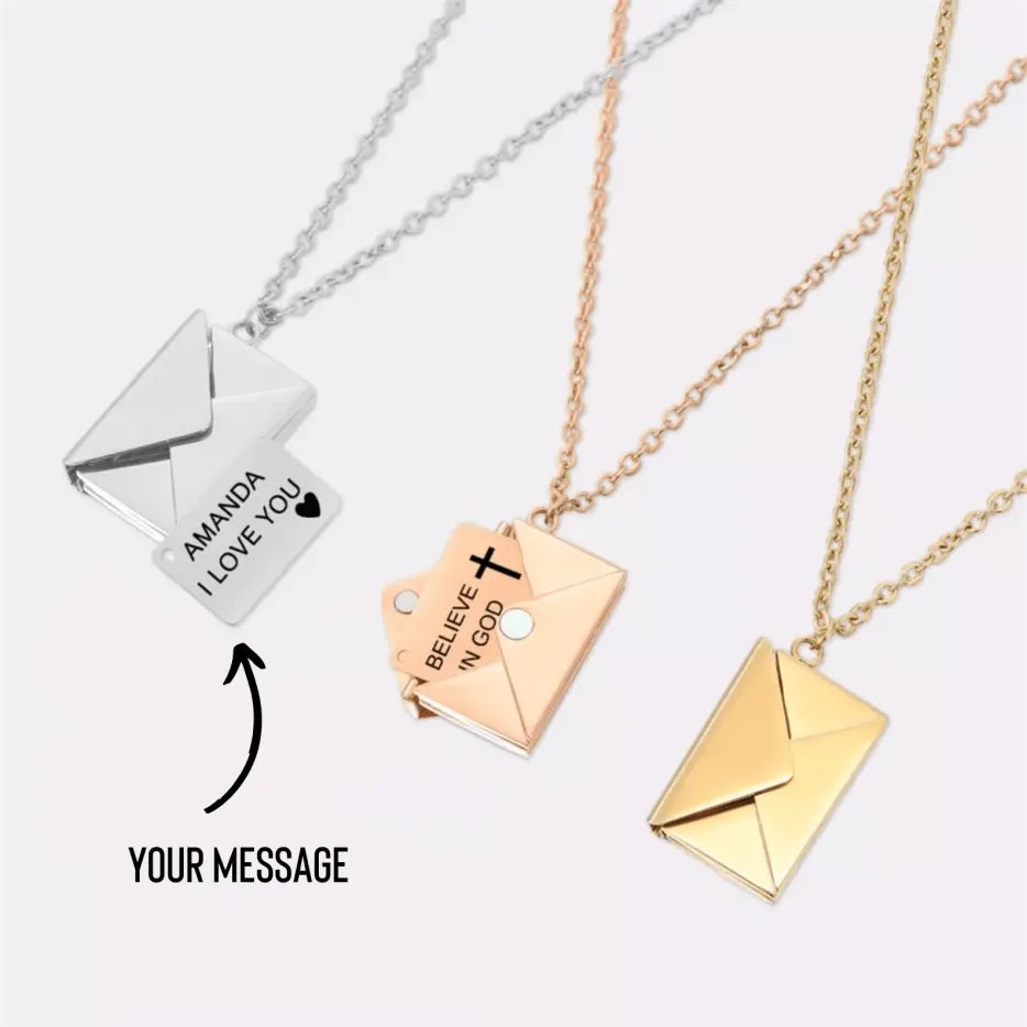 Unique Gift-Custom Love Photo Letter Envelope Necklace