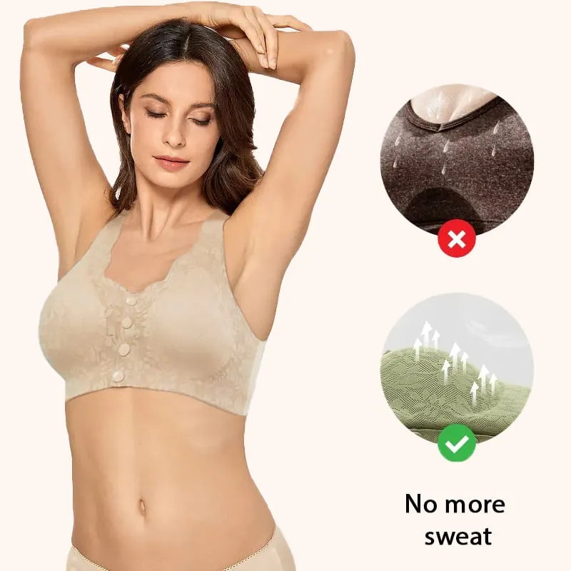 ✨SALE 49% 🔥🔥🔥– Plus Size Zero Feel Lace Full Coverage Front Closure Bra