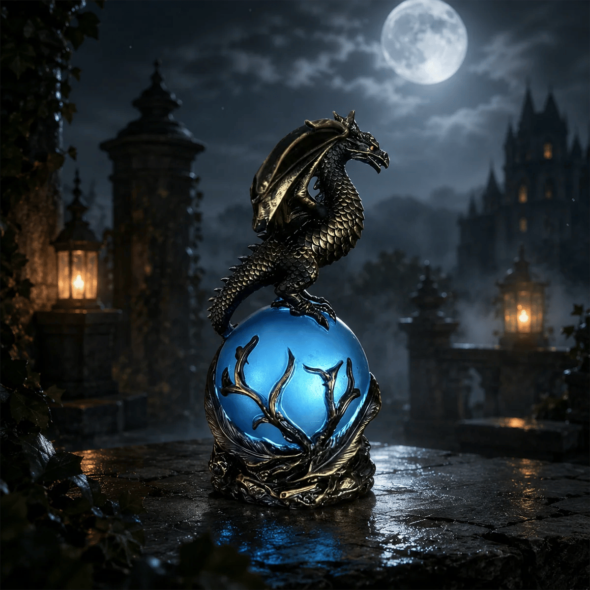 🎉🔮Gothic Dragon LED Crystal Ball Lamp for Dark Aesthetic Decor