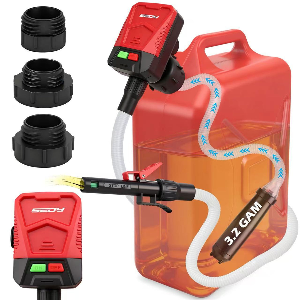 🔥 HOT SALE 🔥Portable Automatic Transfer Pump 3.2 GPM – Electric Battery Powered Liquid Transfer with Auto-Stop Sensor & 3 Adapters