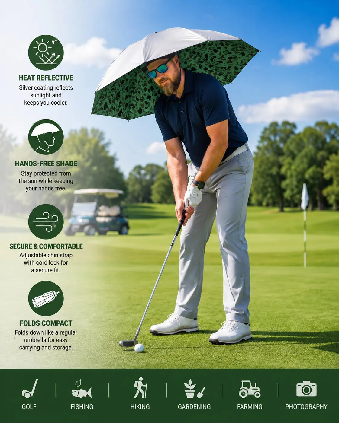 (🎁Last Day 49% OFF) ☂️Hands-Free Umbrella Hat – Wide Coverage Sun Protection for Outdoor Work