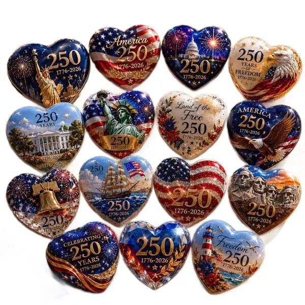 🎉🇺🇸 America 250th Anniversary Commemorative Heart Ornament Collection | 15-Piece Patriotic Keepsake Set🎁Buy 2 Free Shipping