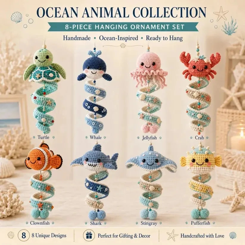 🔥 HOT SALE 🔥⏳ Last Day 49% OFF – 🌊 Beginner-Friendly Ocean Animal Spiral Crochet Hanging Ornament Kit | Complete Kit with All Tools & Step-by-Step Guide Included 💕