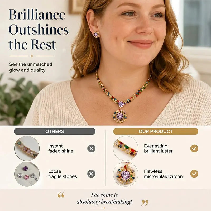 🎉💎Limited Time 48% Off! ✨ Sparkling Zircon Necklace & Earrings Set – Elegant, Timeless, Ready for Gifting ✨