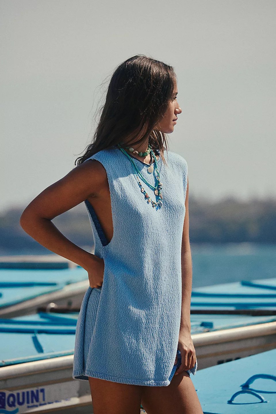 Women's Solid Color Knit Tank Top & Shorts Two-piece Set