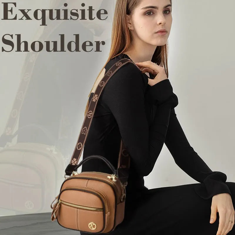 Multifunctional Compartments Adjustable Leather Crossbody Bag