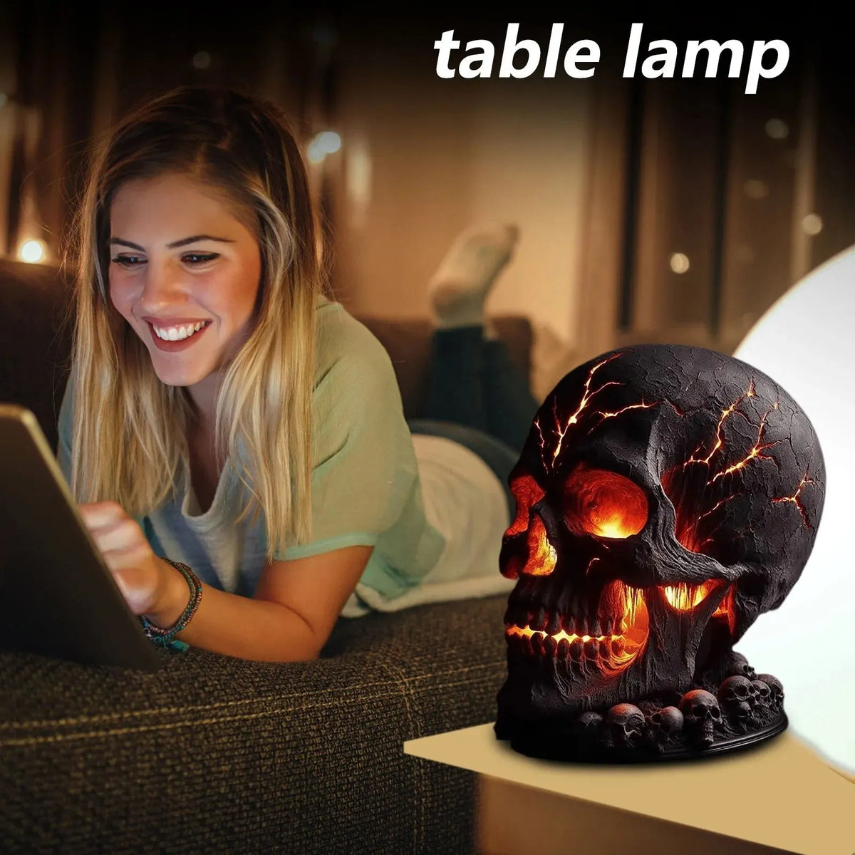 🎃Halloween Pre-sale 49% Off ☠️Gothic Lava Stone Skull Lamp