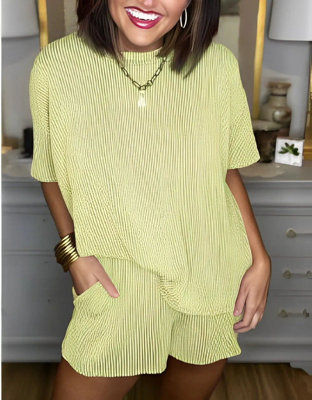 Women's Ribbed Top and Shorts Set (Buy 2 Free Shipping)