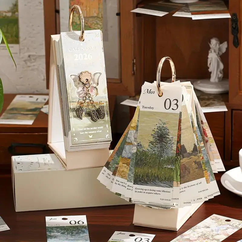 🔥LAST DAY: BUY 3 GET 1 FREE - 🎨 2026 Vintage European Style Oil Painting Flip Calendar (365 Pages)