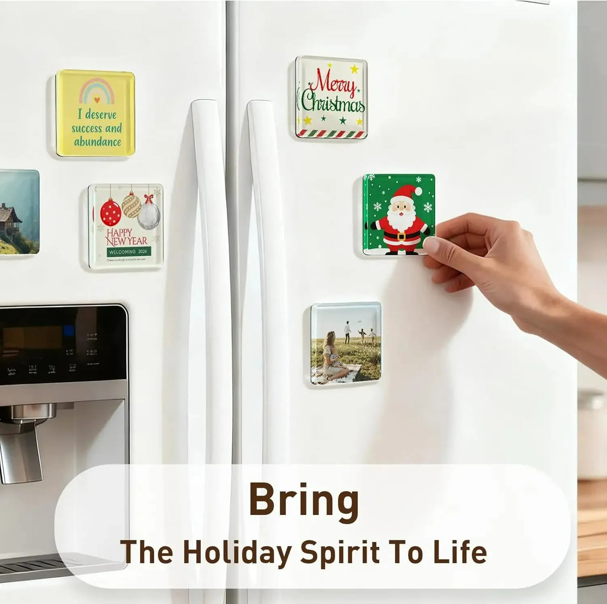 🎉10 Pack  2" x 2" Clear Acrylic DIY Fridge Magnet Set with Adhesive Backing – Square Magnetic Photo Frames with Stunning 3D Effect 💕
