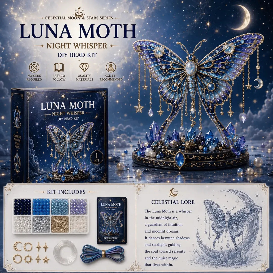 🎉🌙Moon Cat Luna Guardian DIY Bead Kit | Celestial Moon & Stars Series