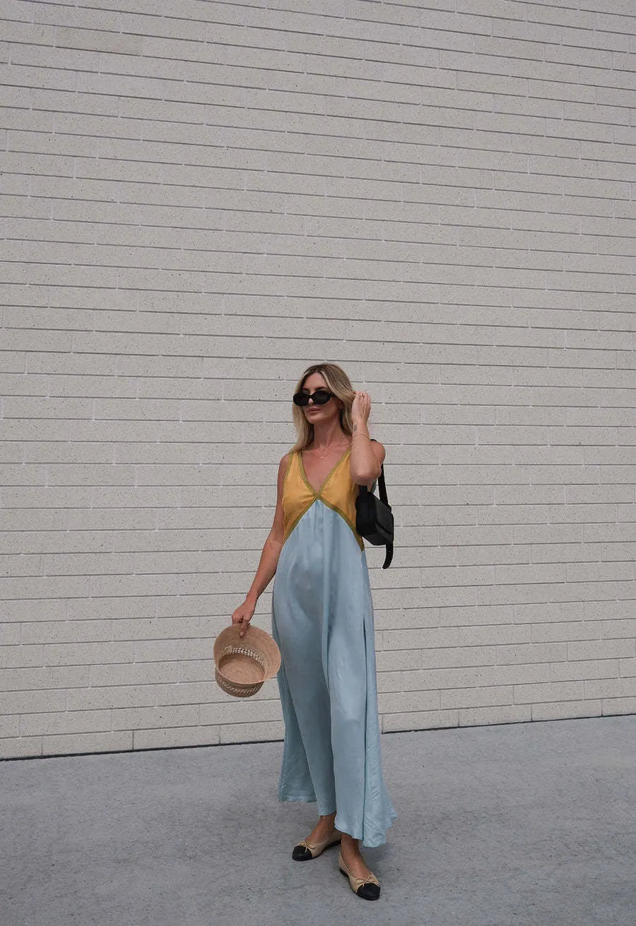 Sleeveless Colorblock Swing Dress