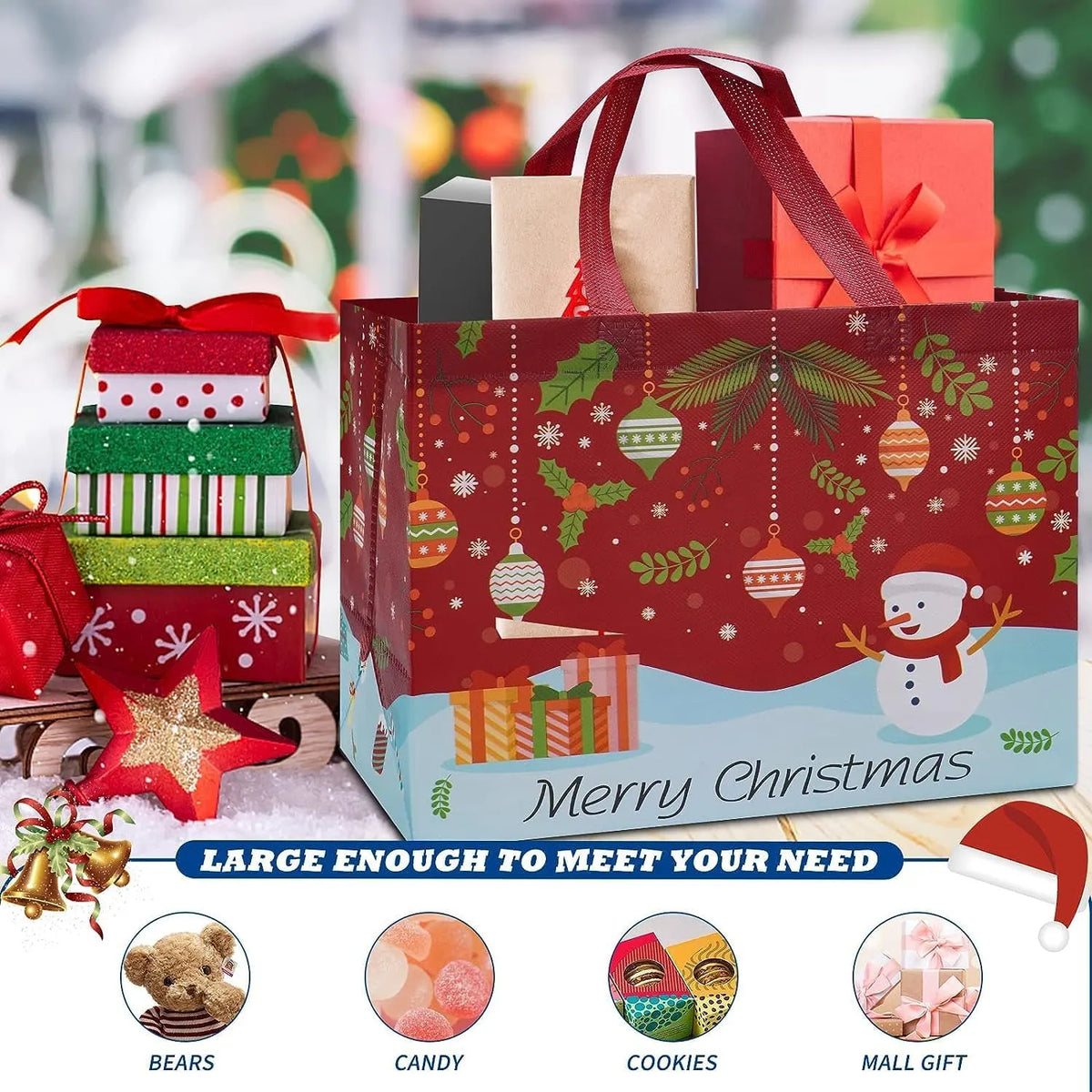 🔥HOT SALE🔥Christmas Early Discount 49% Off🔥 Christmas Gift Bags Large Reusable Tote Bags
