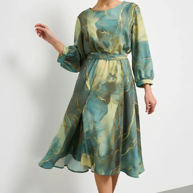 🌷Limited Time Offer 49% OFF🌷Women's Long Sleeve Fashion Printed Waist Dresses