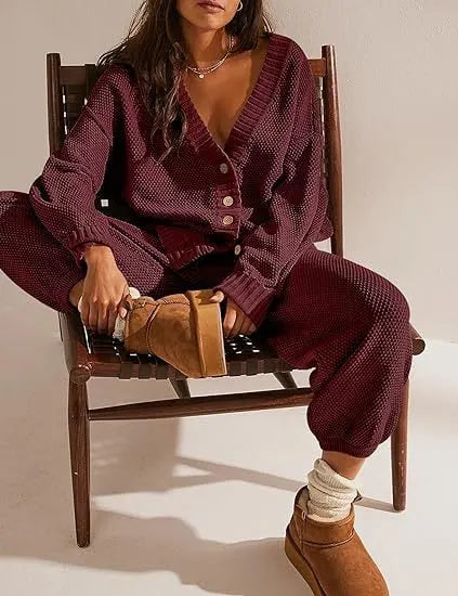 Soft Ribbed Knit Cardigan Set (FREE SHIPPING)