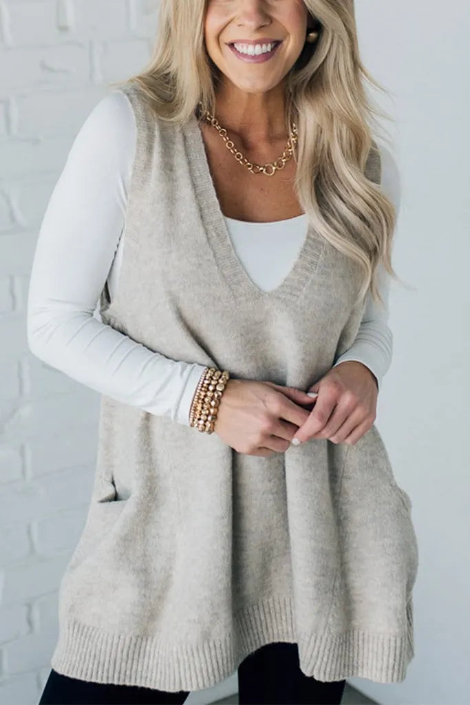 Women's Cozy Pocket Sweater Vest