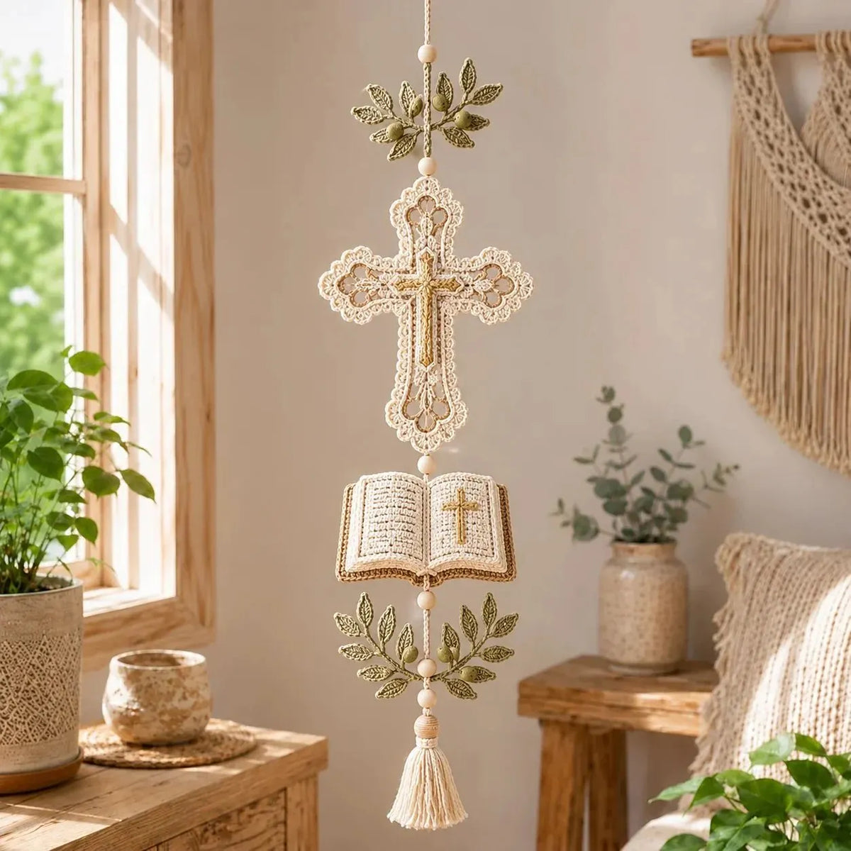 🔥 HOT SALE 🔥✝️Blessed Faith Hanging Cascade – Finished Ornament or DIY Crochet Kit