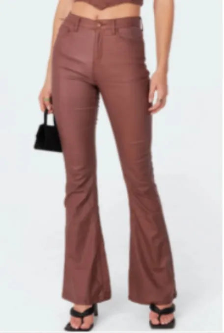 Luna Faux Leather Flare Jeans