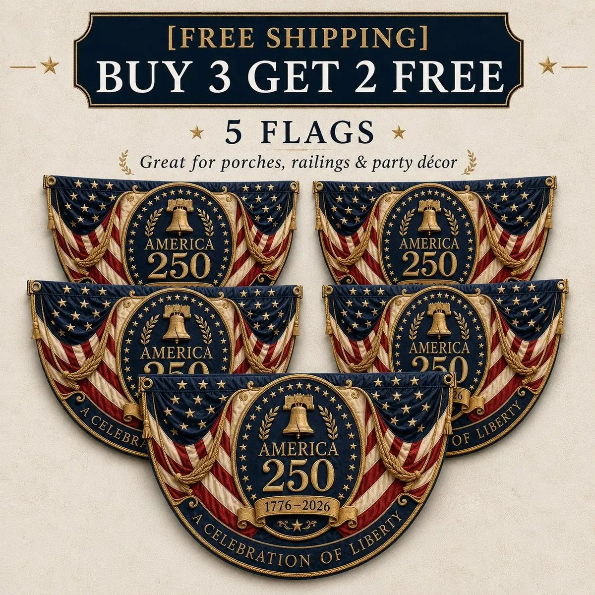 🇺🇸America 250 Fan Bunting Flag