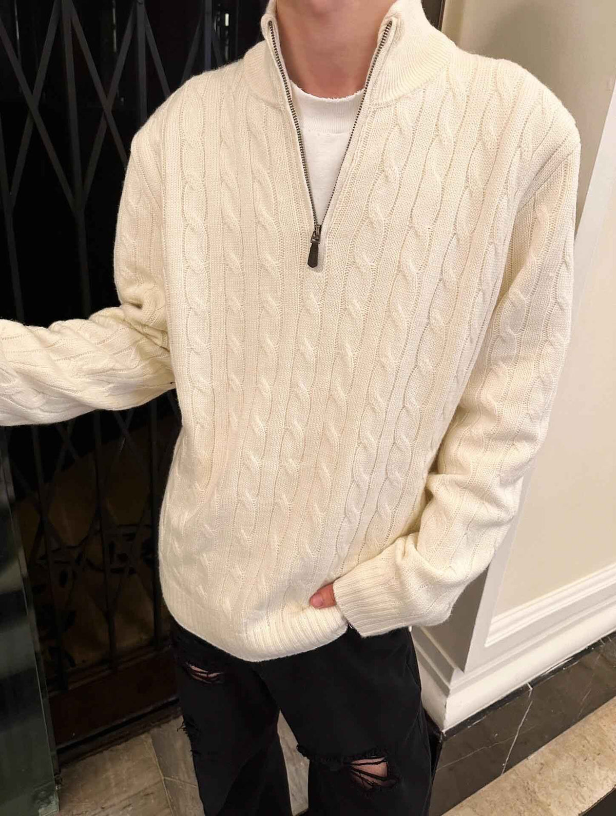 Men's Half-Zip Knit Sweater