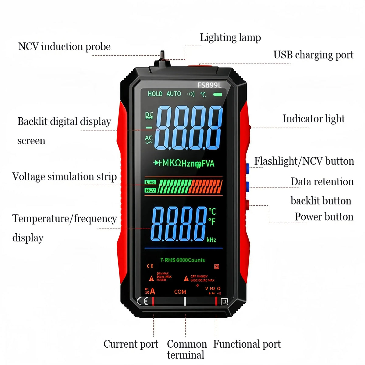 Fully Automatic True RMS (TRMS) 6000 Count Digital Voltmeter