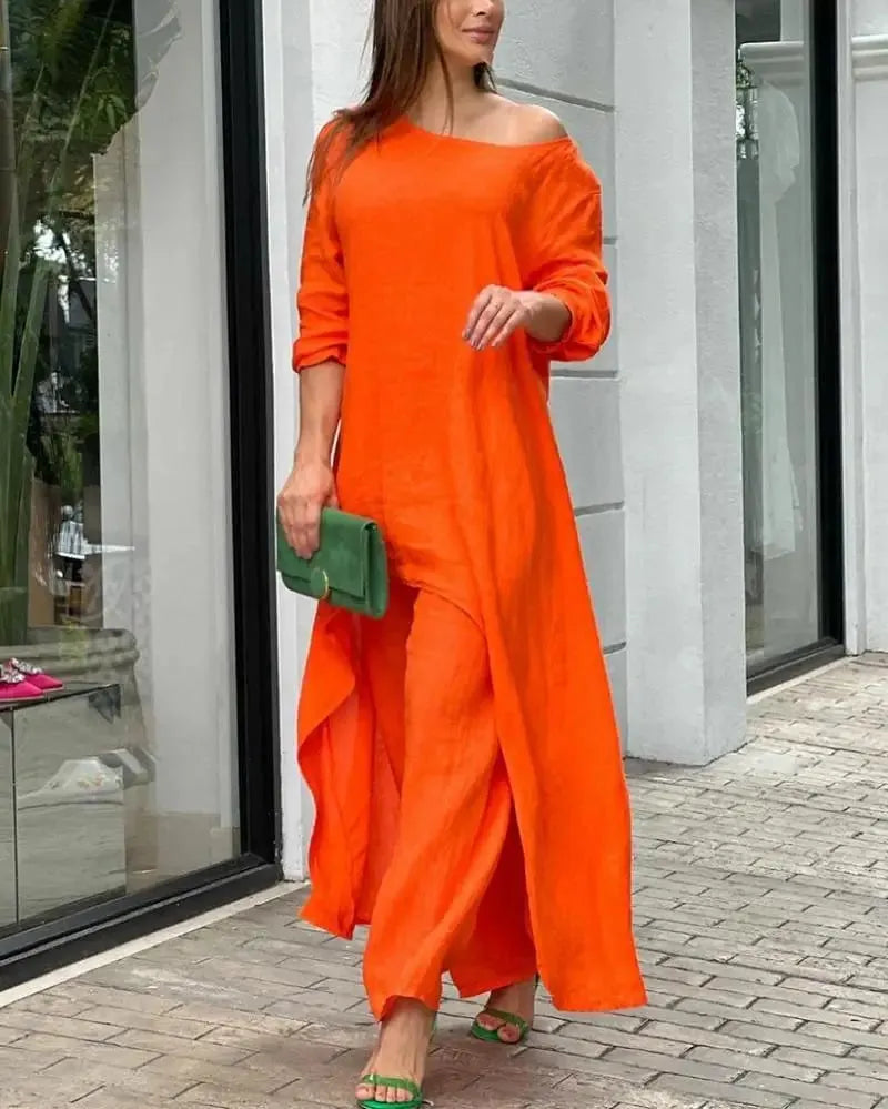 💕Women's Solid Color Linen Fashionable Casual Suit💃💃