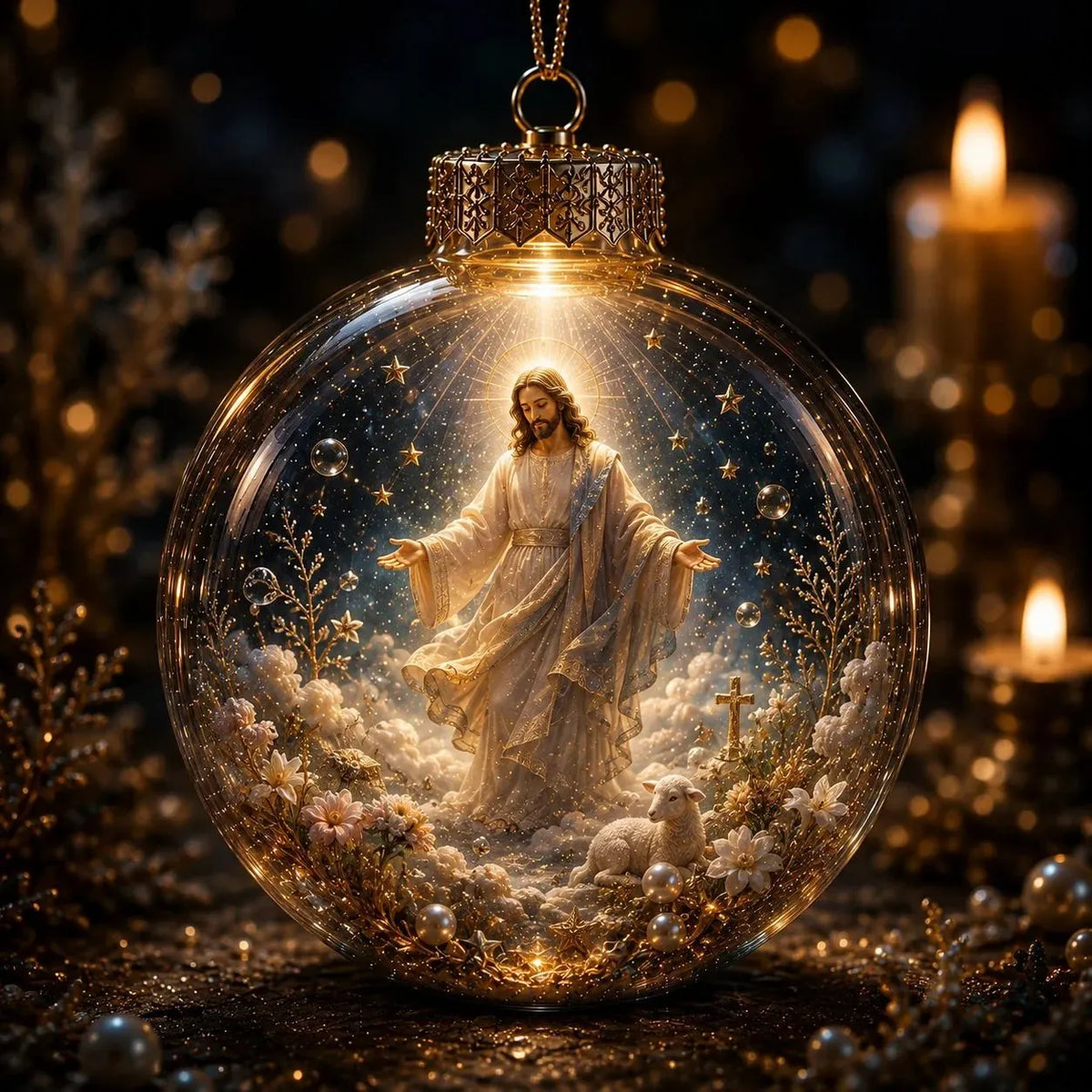 🔥 HOT SALE 🔥⏳ Last Day 49% OFF – ✝️ Illuminated 3D Christian Faith Ornament Collection | Clear Globe with Sacred Figures, Warm Golden Glow & 8 Meaningful Designs ✨