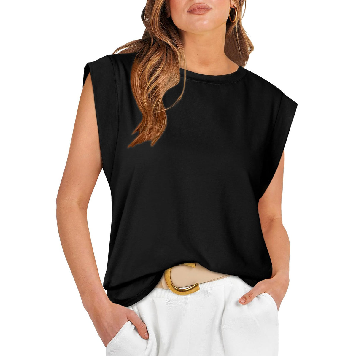 Cap Sleeve Tops for Women Summer Loose Tank Tops