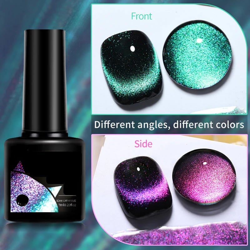 💖Glitter Rainbow Cat Eye Gel Nail Polish