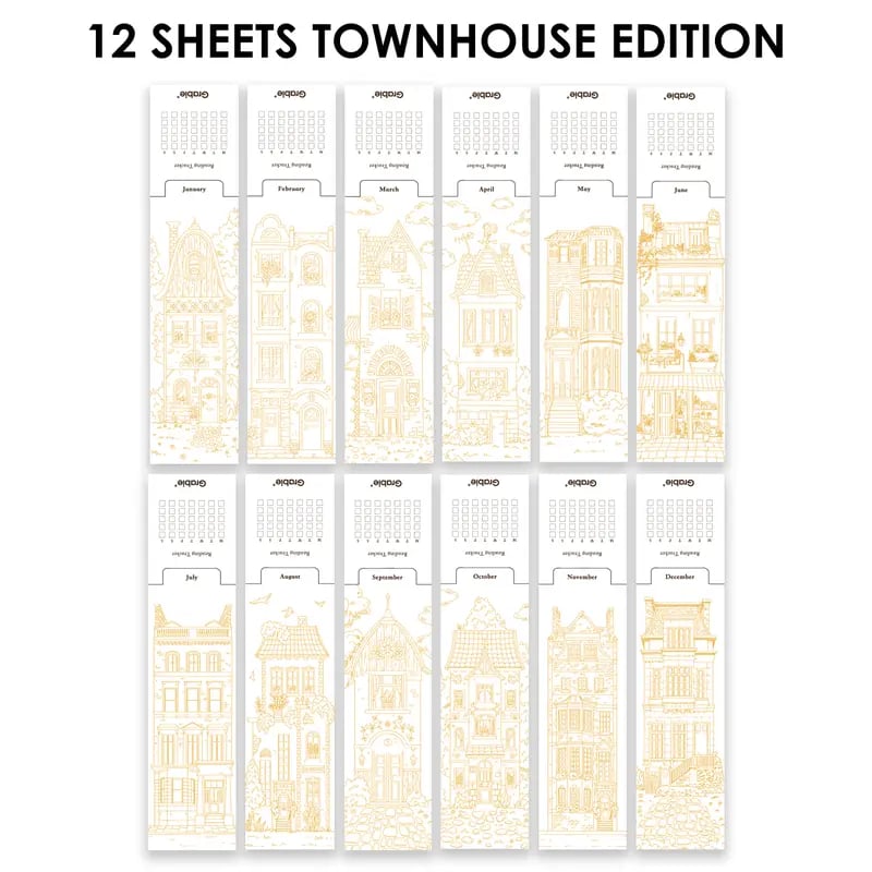 ✨🎨12 Sheets 140lb Watercolor Coloring Bookmarks – Townhouse Edition