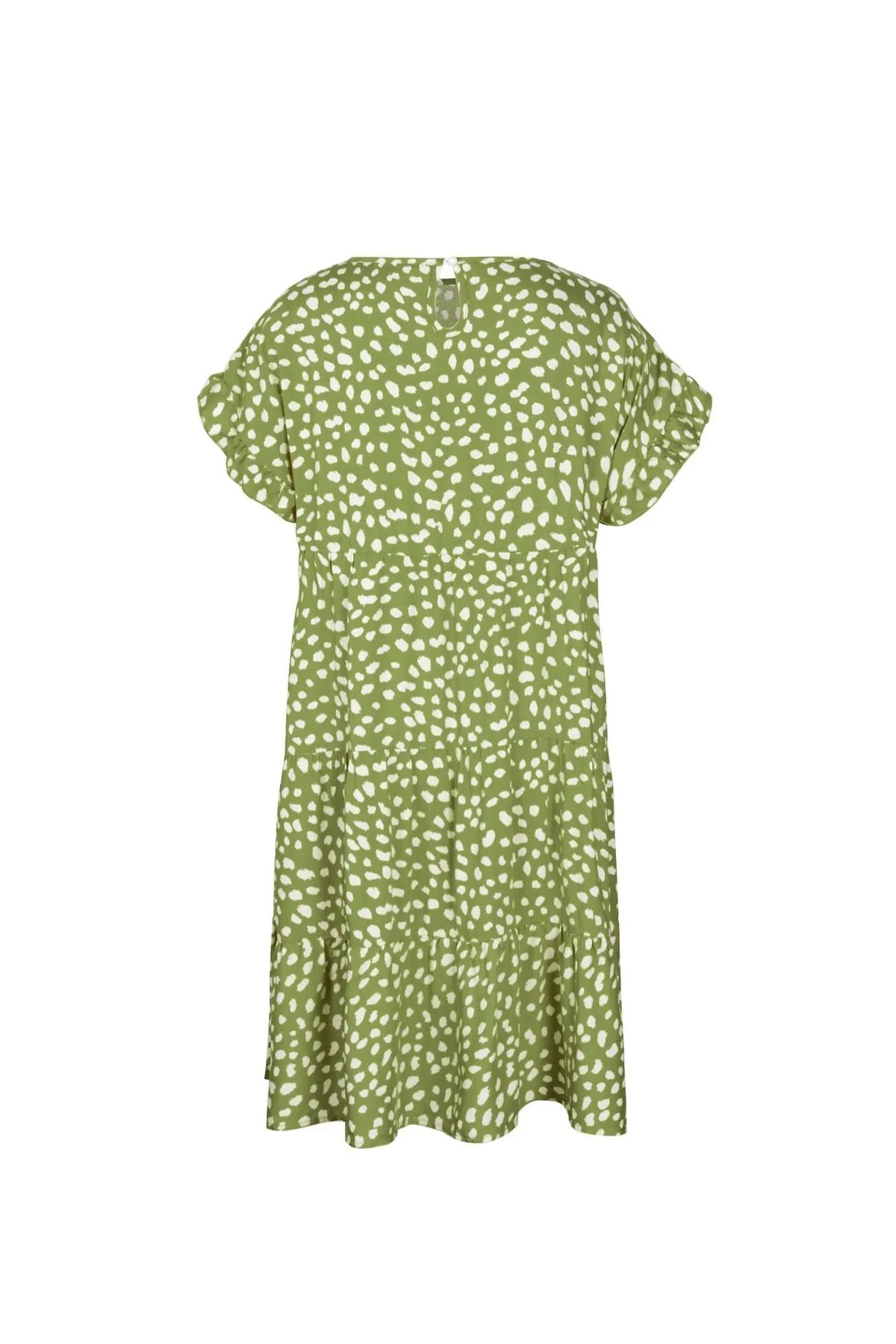 Round neck polka dot print midi dress