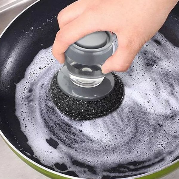 💖Kitchen Brush Utensils Cleaner Press Type Non-Stick Oil Automatic Hydraulic Dishwashing Decontamination Tools Pot Artifact