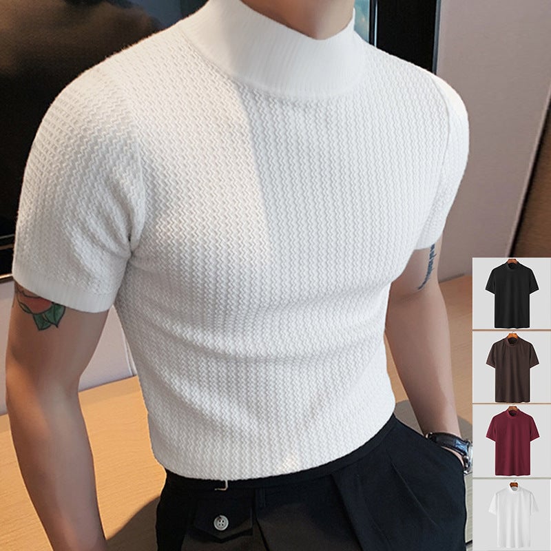 Knit High Neck Solid Color T-Shirt (Buy 2 Free Shipping)