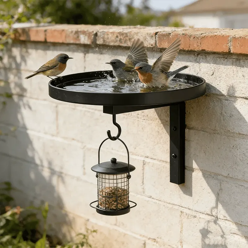 Wall-Mounted Metal Bird Bath – Antique Bronze Finish 🐦🛁🧱🏡