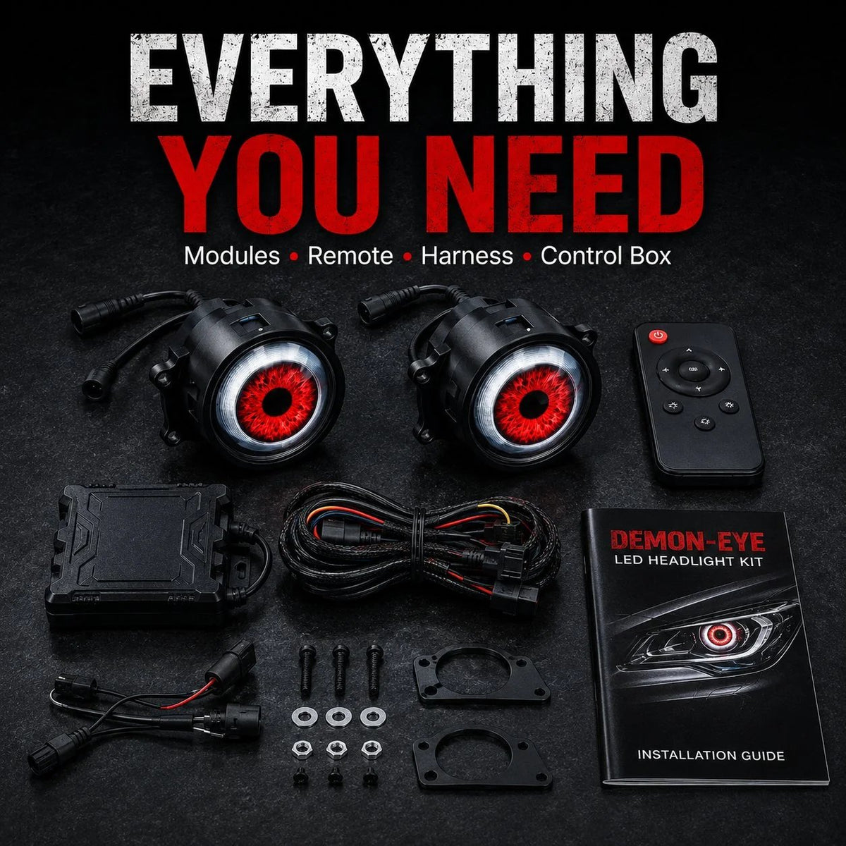 🎉 👁️ Demon Eye RGB Headlight Kit – Animated Iris Car Lighting Upgrade