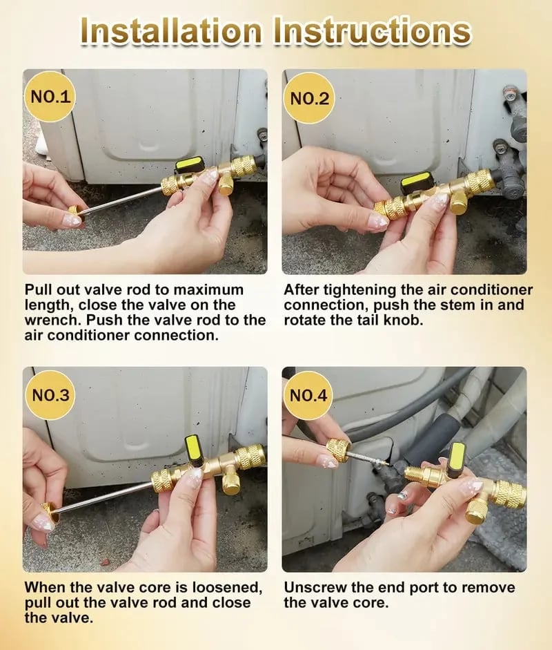 🎉Valve Core Remover Installer Tool Set, Refrigeration Ratchet Wrench Kit