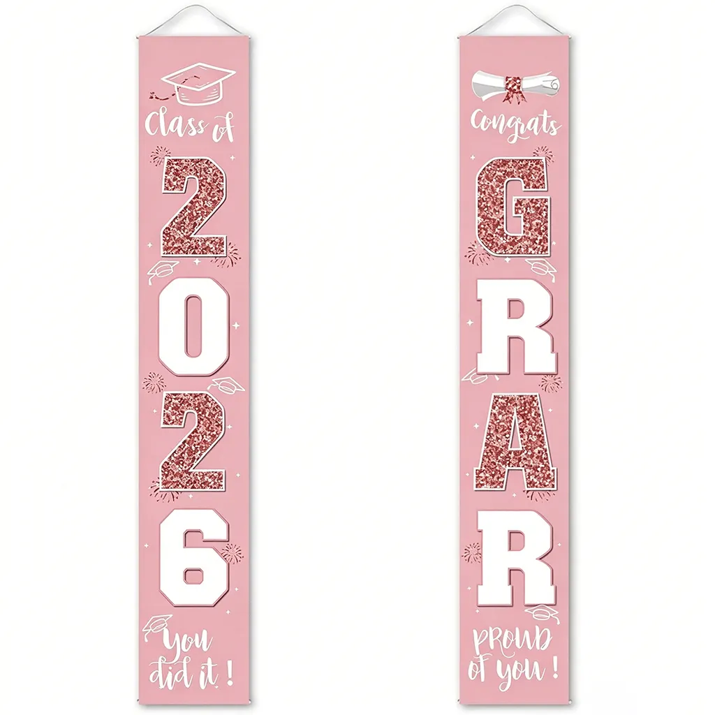 🔥2026 LAST DAY 49% OFF - 🎓Class of 2026 Graduation Banner | Congrats Grad Front Door Porch Decor for Graduation Party (✨Set of 2)