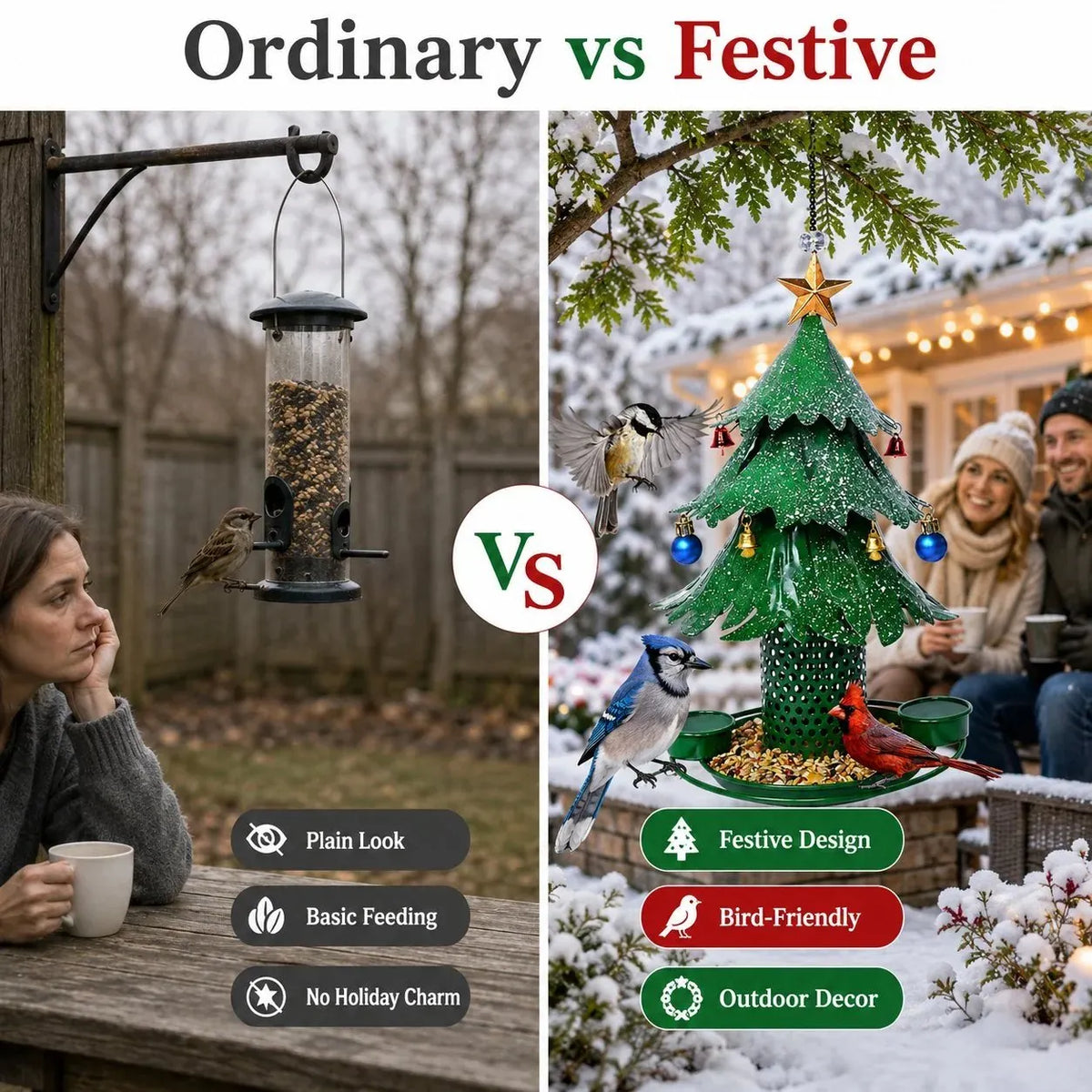 🎉Christmas Tree Bird Feeder 🎄 Festive Backyard Holiday Decor
