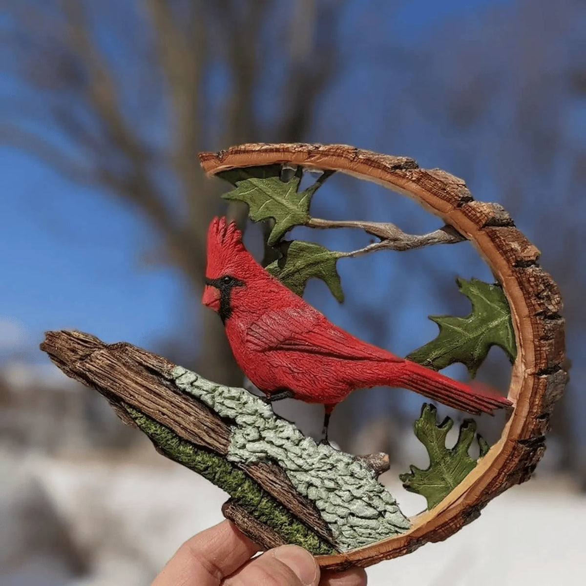 Cardinal Wood Carving Handmade - "Cardinals Appear When Angels are Near"