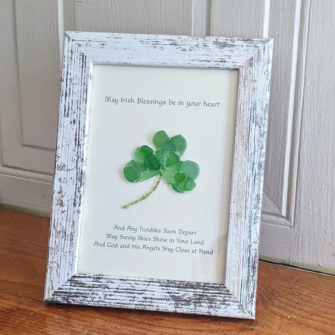 Sea Glass Art, May Irish Blessings be in you Heart