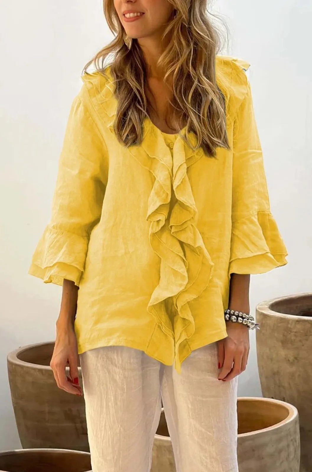 Women's Casual Ruffle Collar Tops - buy 2 free shipping