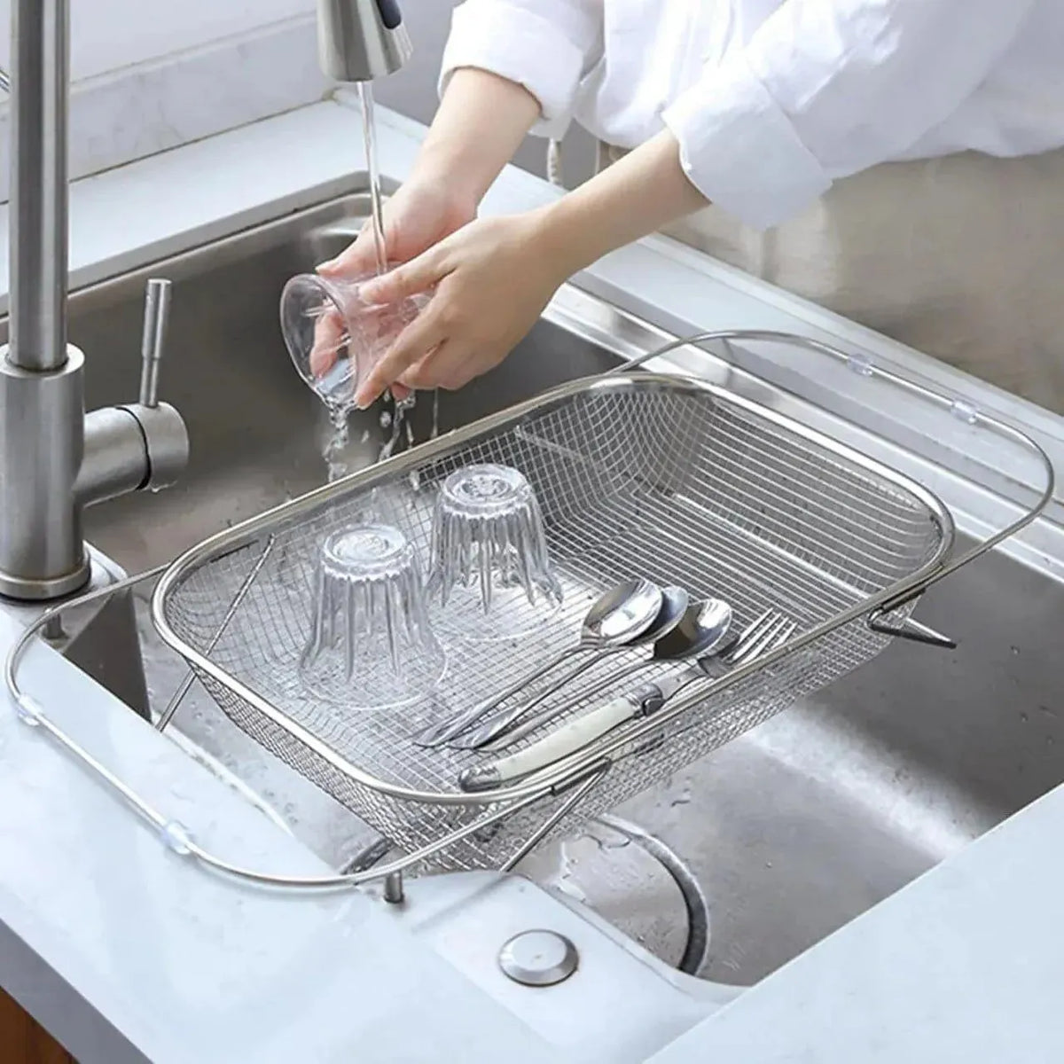 🎉💦 Expandable Over-the-Sink Strainer Basket