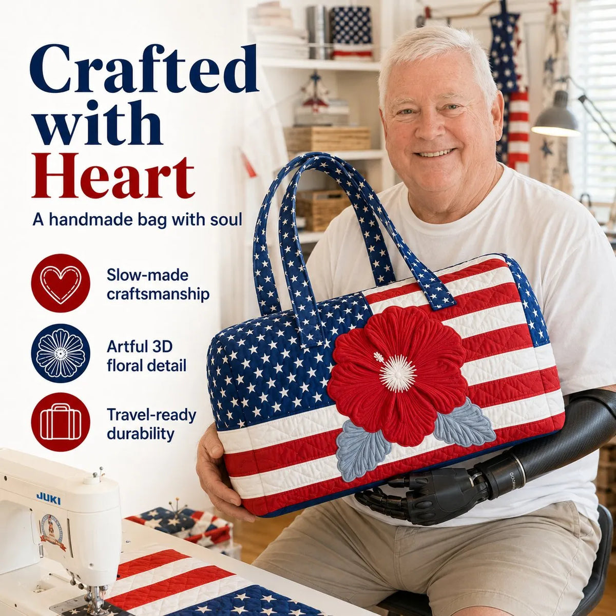 🔥HOT SALE🔥Craftsman’s USA Quilted Duffle Bag