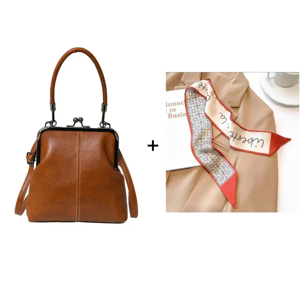🔥 HOT SALE 🔥Vintage Kiss-Lock Bag – 2-in-1 Carry & Organized