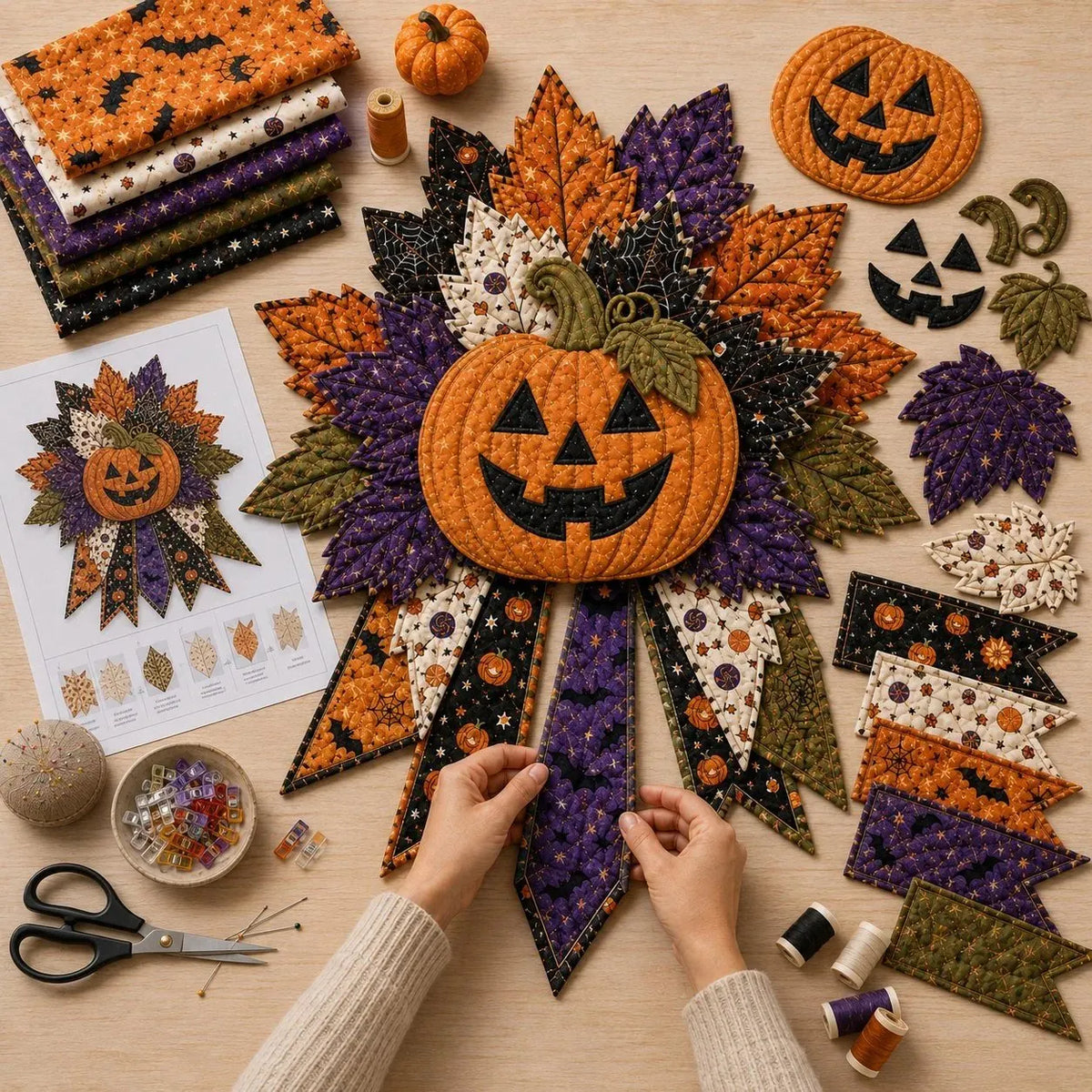 🔥HOT SALE🔥🎉🎃 Beginner-Friendly Oversized Halloween Character Quilted Door Hanger Sewing Kit | Complete Kit with All Tools & Step-by-Step Guide Included 💕