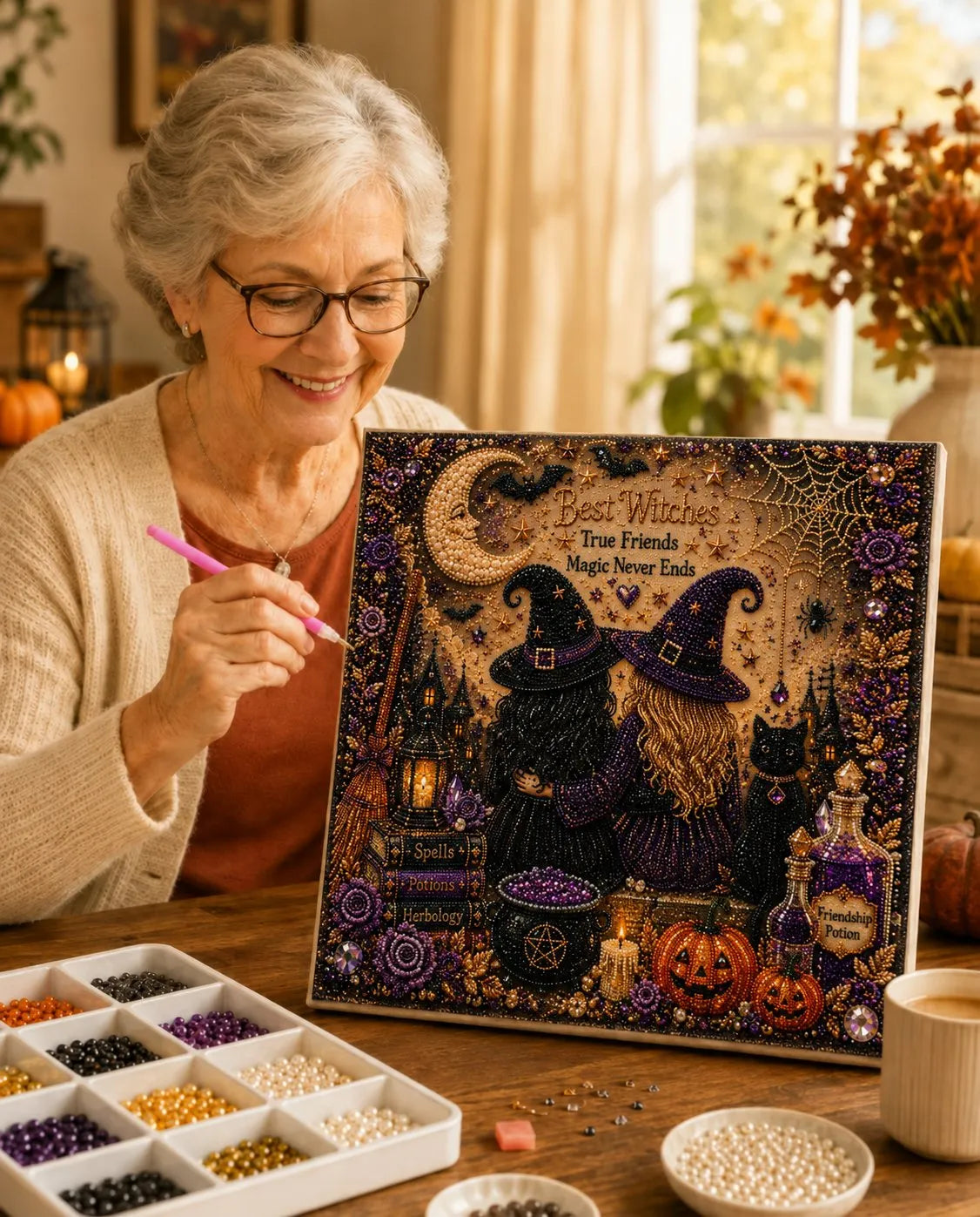 🔥Last Day 49% OFF - 👻 Cute Ghosts Pumpkins 3D Pearl Mosaic Art Kit Halloween Decor (No Mess, Beginner), Age 8+(📦Buy 2 Free Shipping)