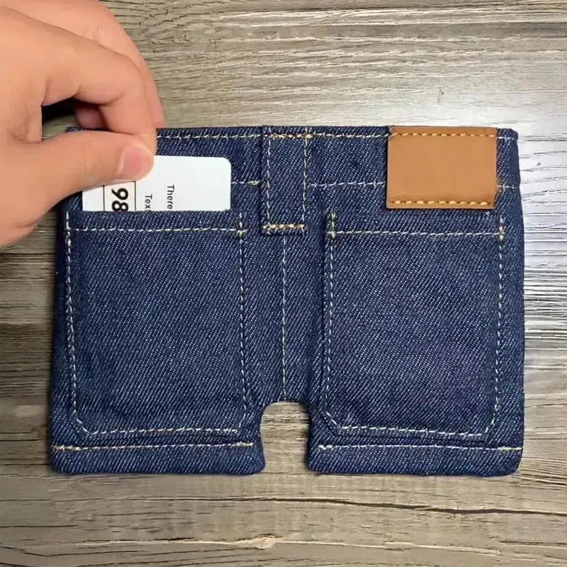 🔥HOT SALE🔥Hot Sale⚡Mini Jeans Shaped Wallet - Denim Bifold Wallet for Men & Women