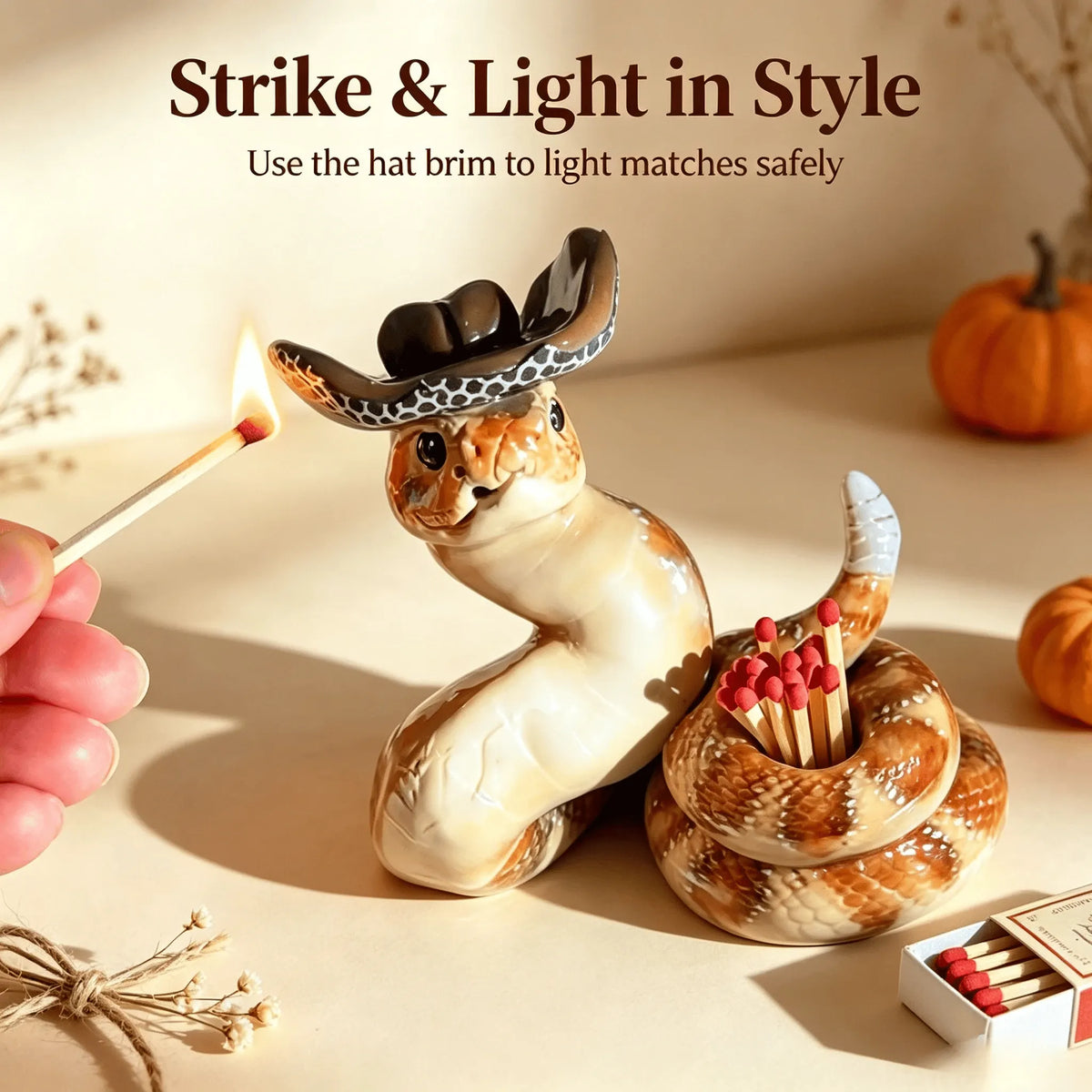 🐍 Snake Matchbox – Creative Decorative Match Holder with Artistic Design for Candles & Home Styling